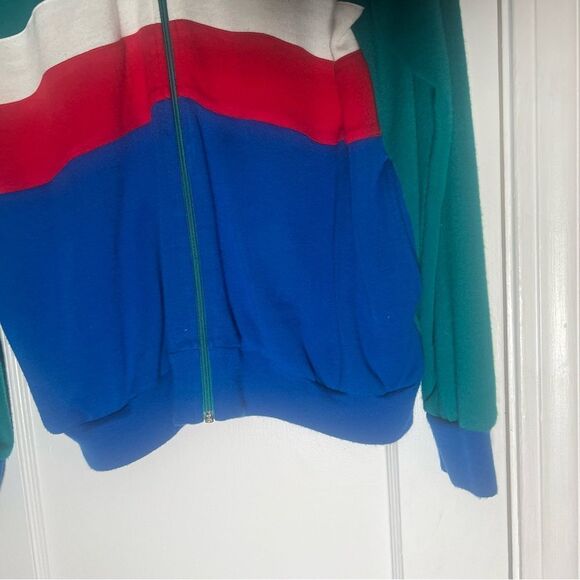 Vintage 80’s Izod Lacoste Green Acrylic Track Jacket XL Full Zip - Picture 5 of 14